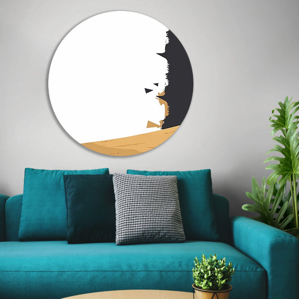 Abstracte Zwarte Verfstreken op Hout aluminium muurcirkel