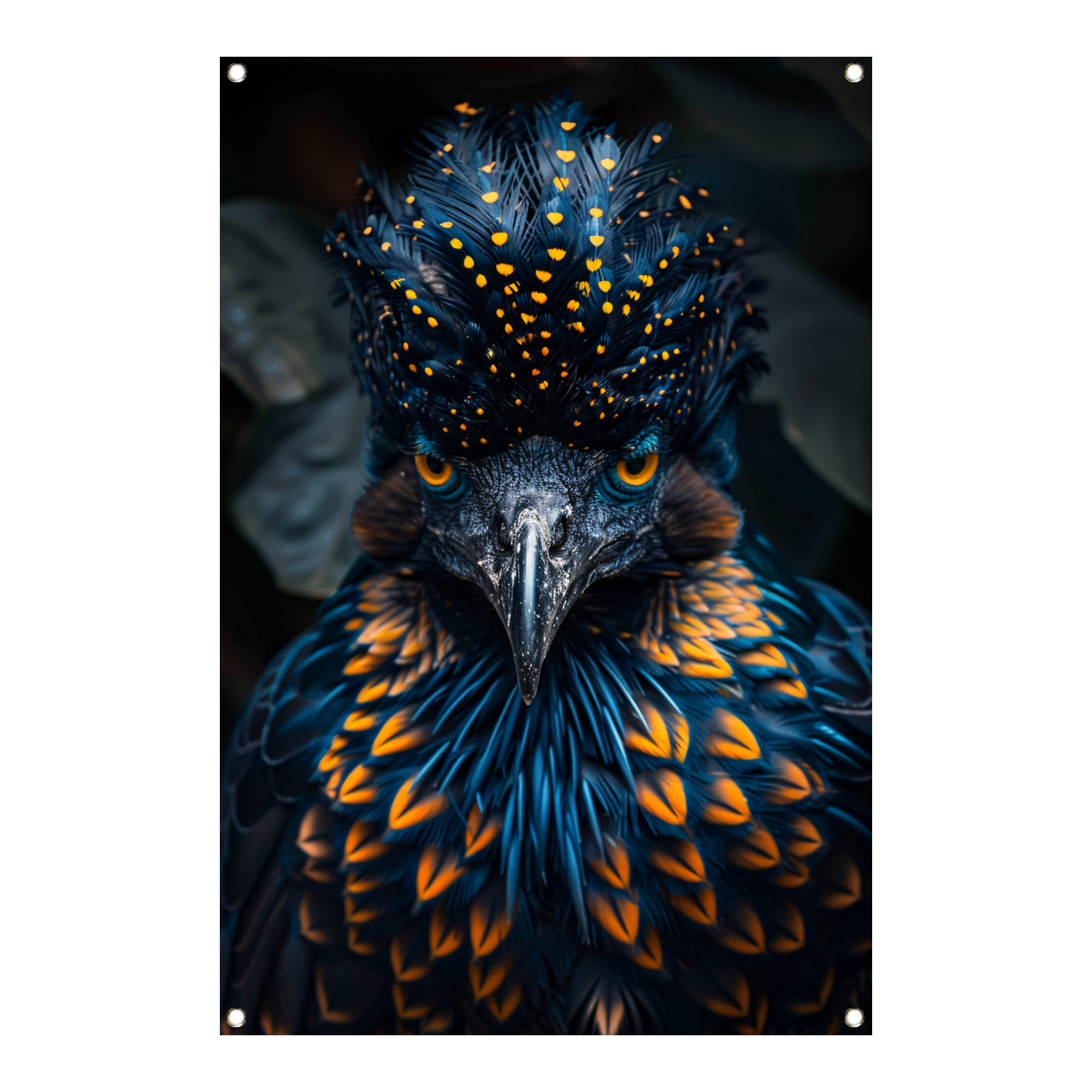 Intens Oog van een Kleurrijke Vogel tuinposter