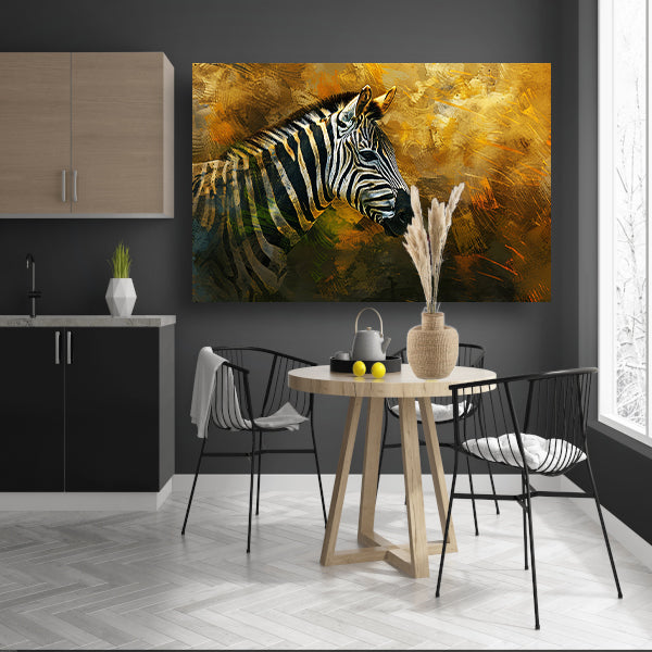 Zebra portret met abstracte achtergrond canvas met baklijst