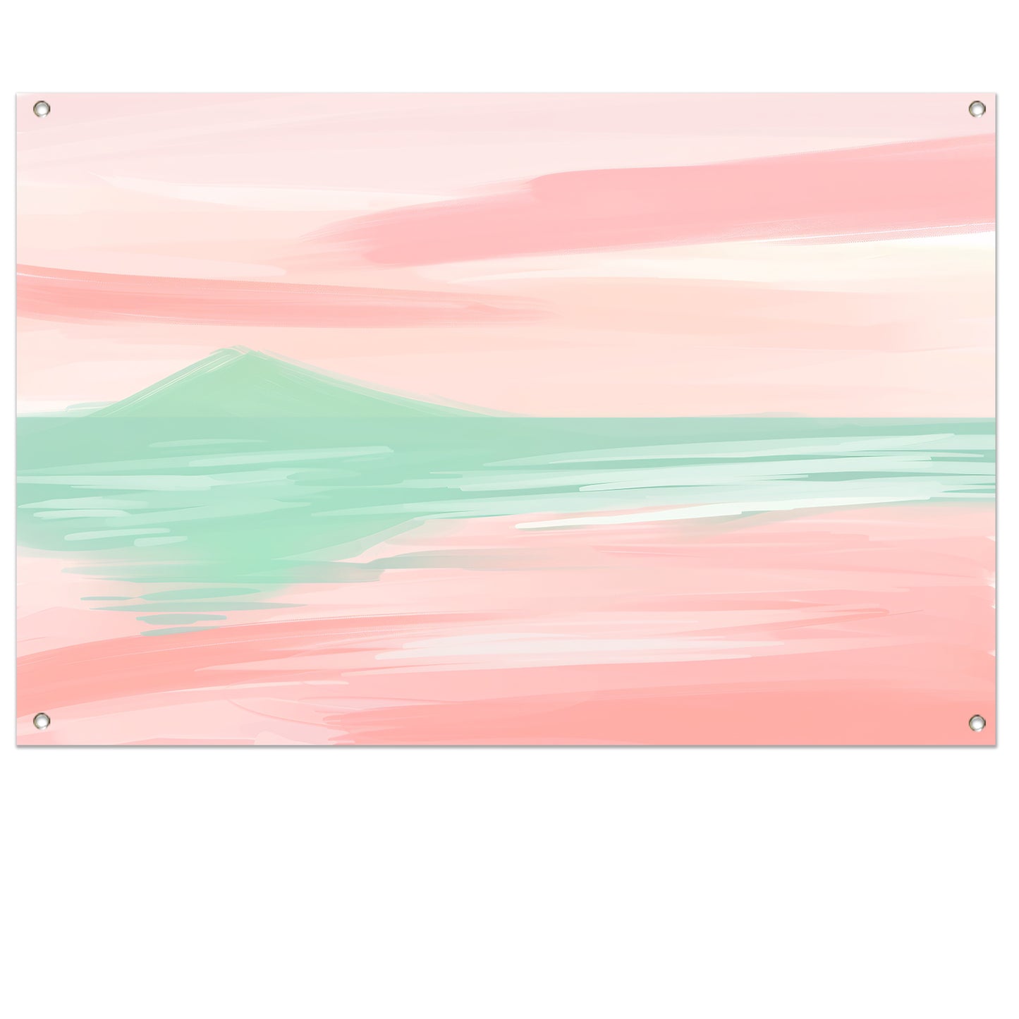 Abstract pastelkleurig berglandschap met water tuinposter