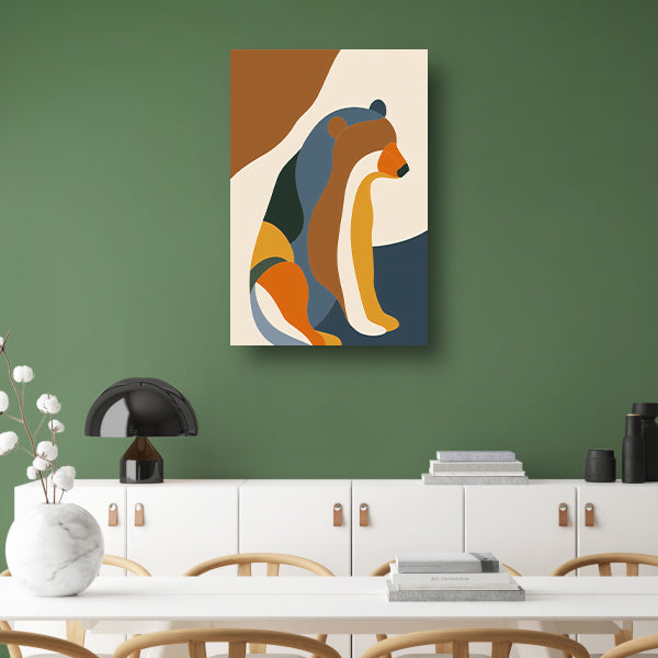 Abstracte Beer in Kleurrijke Geometrie canvas