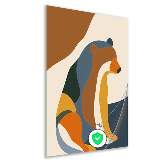 Abstracte Beer in Kleurrijke Geometrie poster