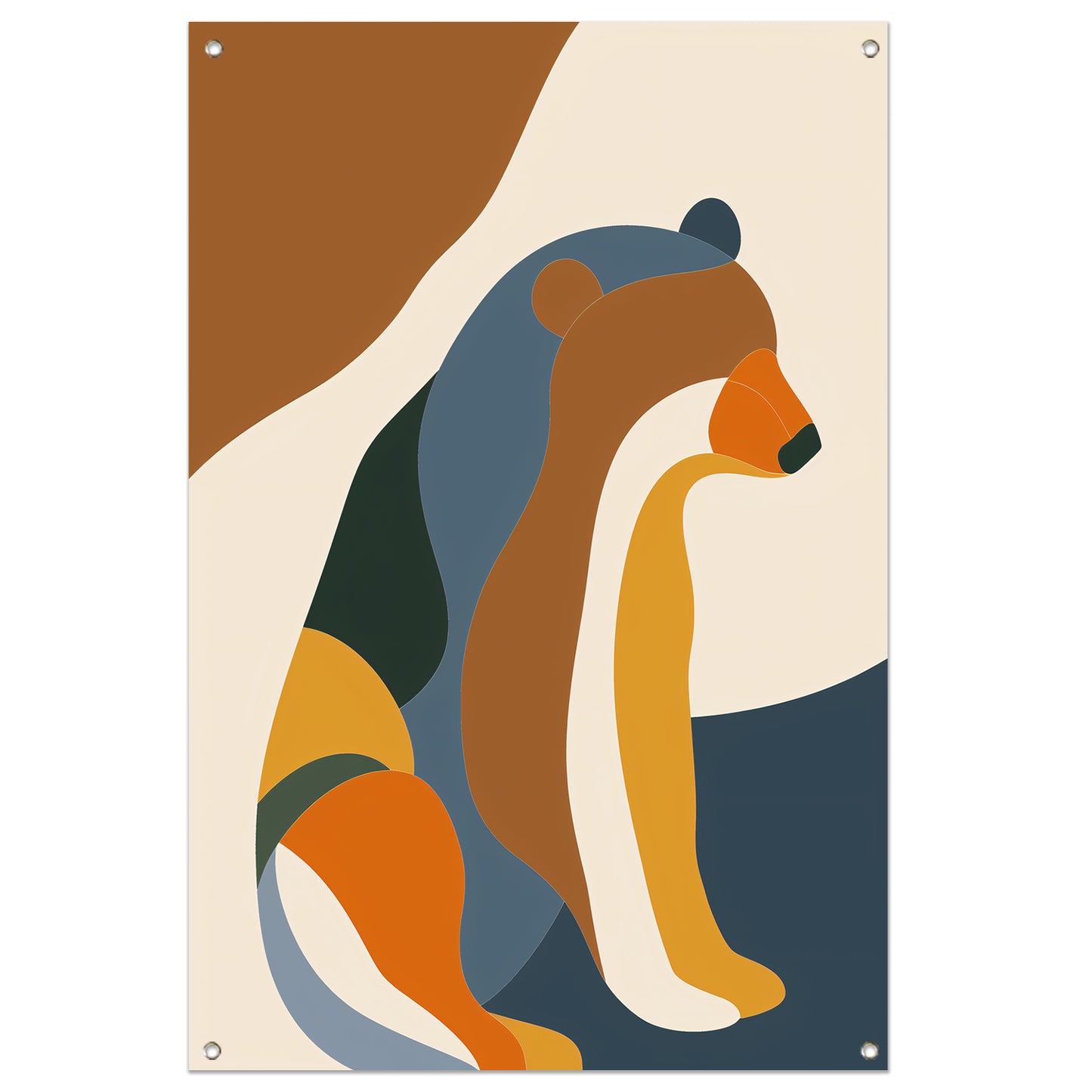 Abstracte Beer in Kleurrijke Geometrie tuinposter