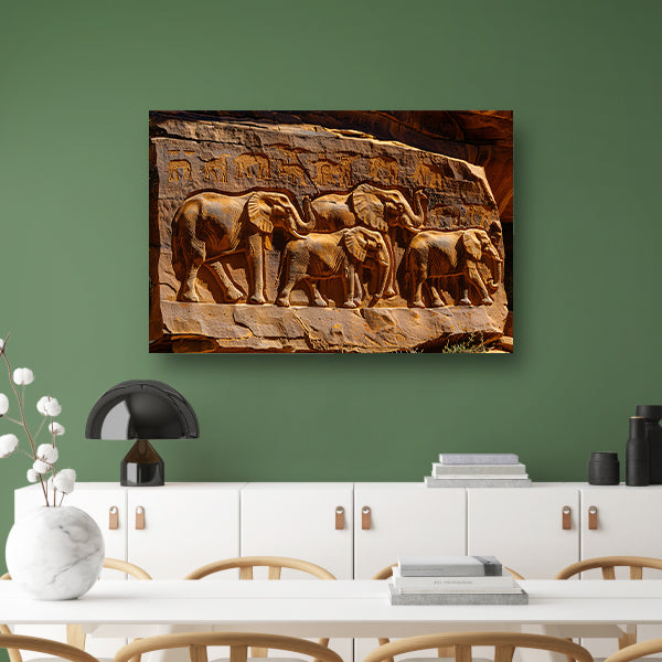 Stenen olifantenreliëf acrylglas