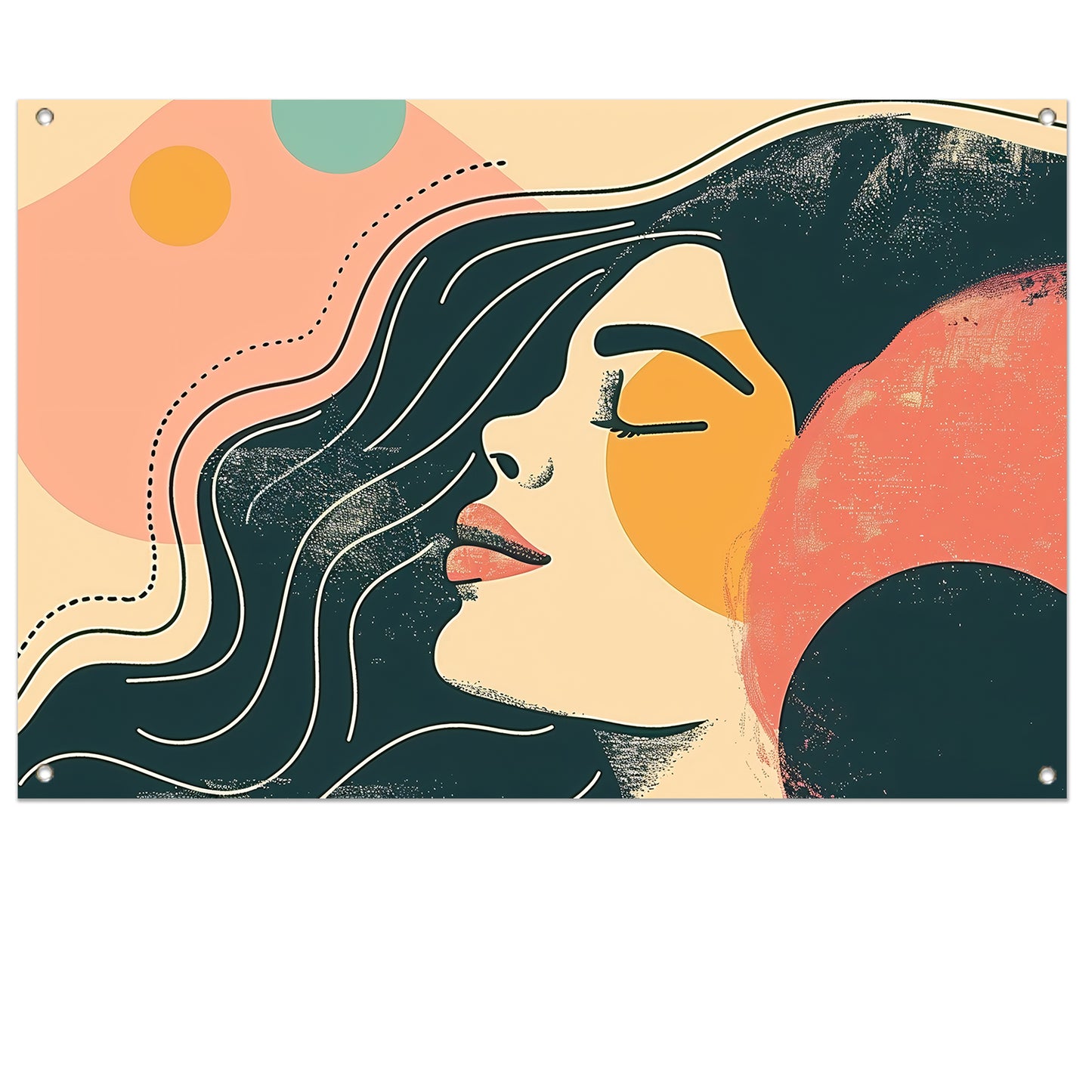 Abstract portret van vrouw met kleuren tuinposter