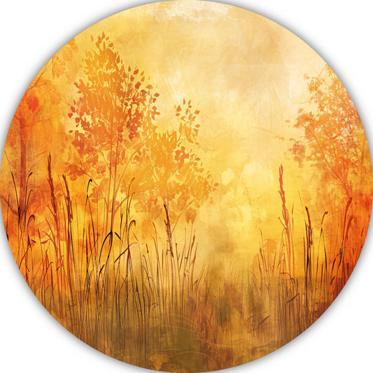 Sepia Herfstsilhouetten in de Natuur aluminium muurcirkel
