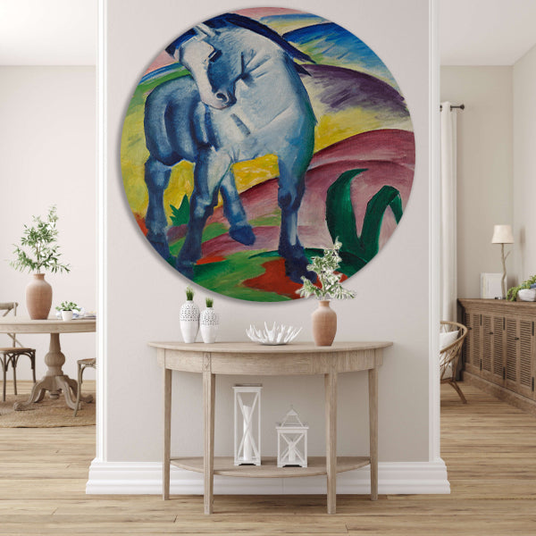 Blaues Pferd I - Franz Marc aluminium muurcirkel