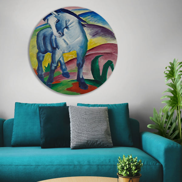 Blaues Pferd I - Franz Marc aluminium muurcirkel