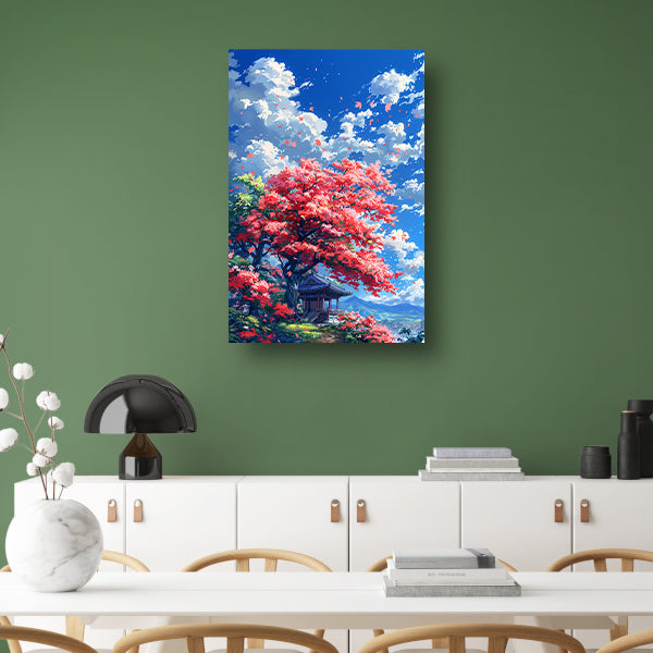Bloesemparadijs in Japanse tuin poster