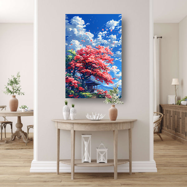Bloesemparadijs in Japanse tuin poster