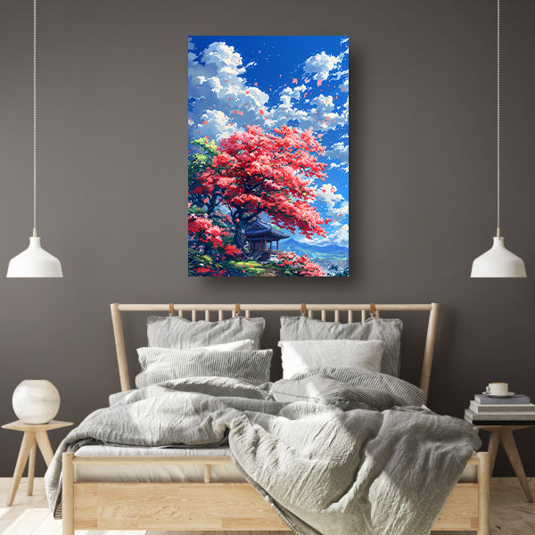 Bloesemparadijs in Japanse tuin poster