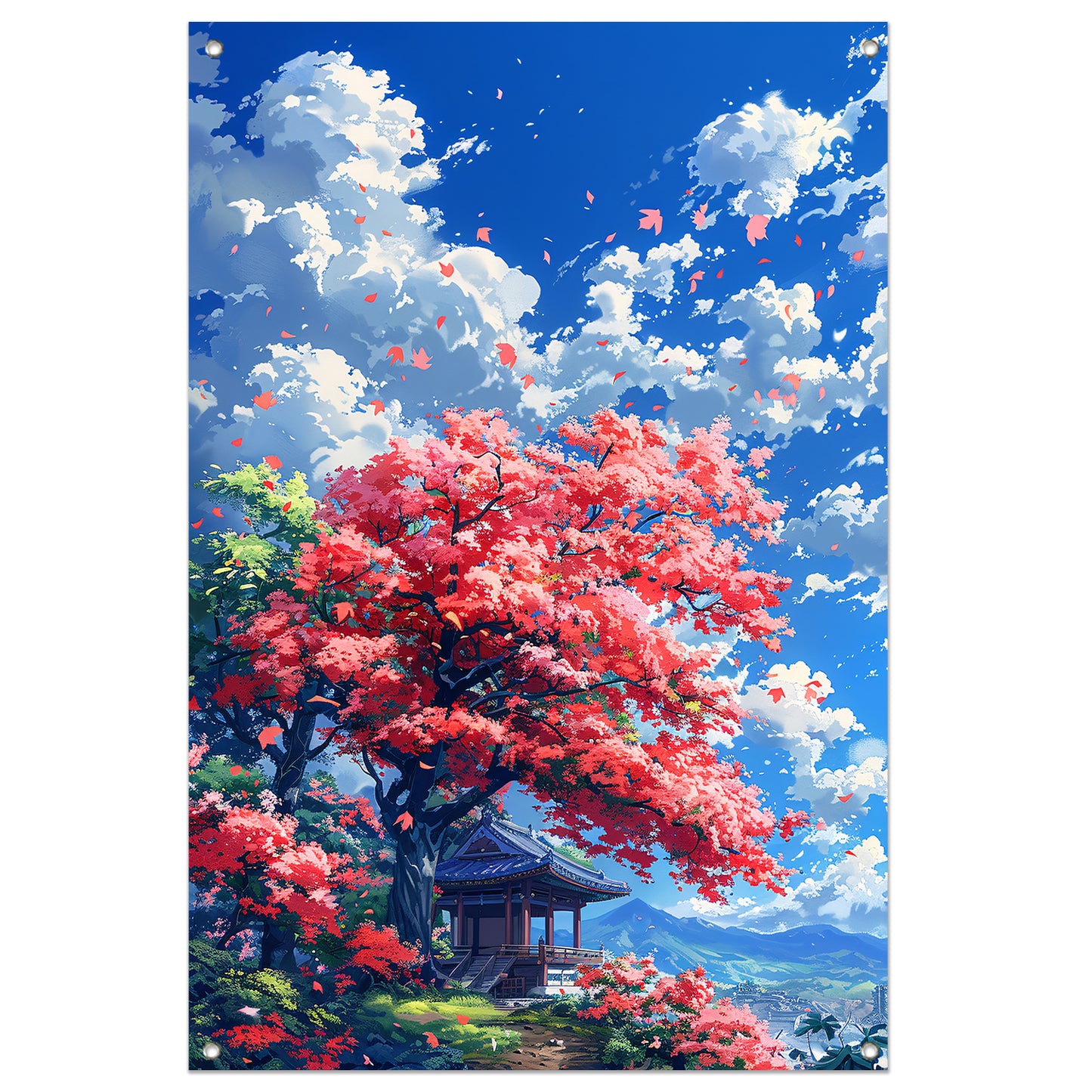 Bloesemparadijs in Japanse tuin tuinposter