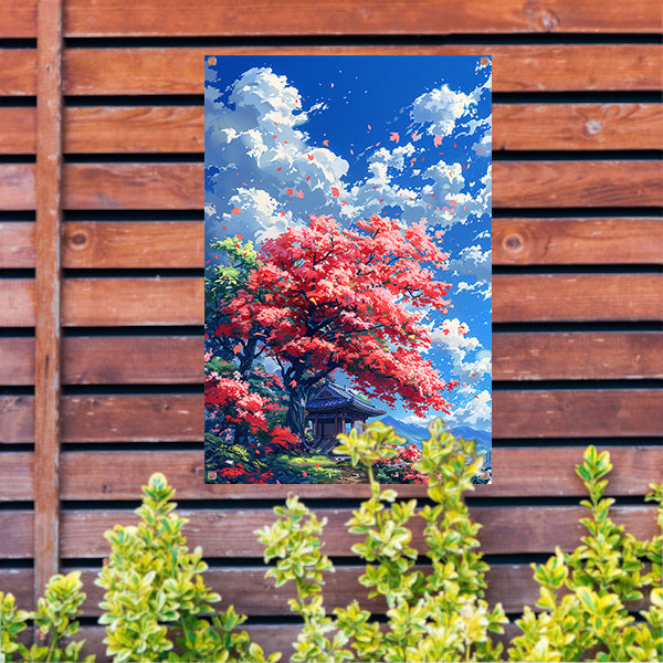 Bloesemparadijs in Japanse tuin tuinposter