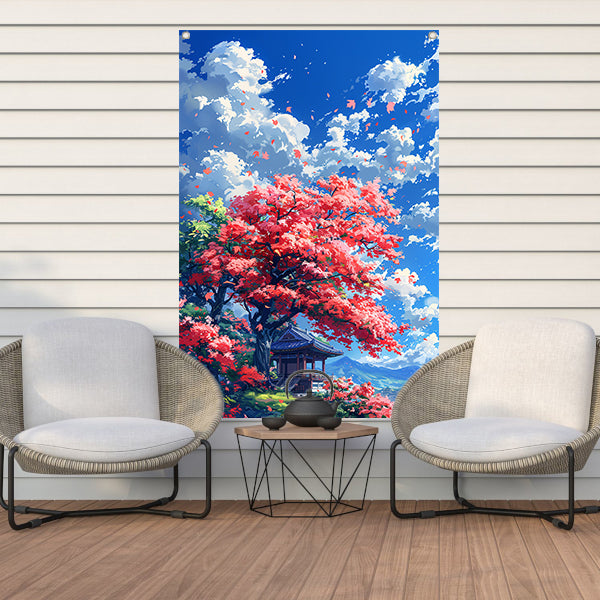 Bloesemparadijs in Japanse tuin tuinposter