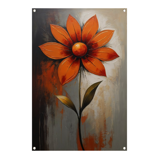 Vibrant Red and Orange Impressionist Flower tuinposter