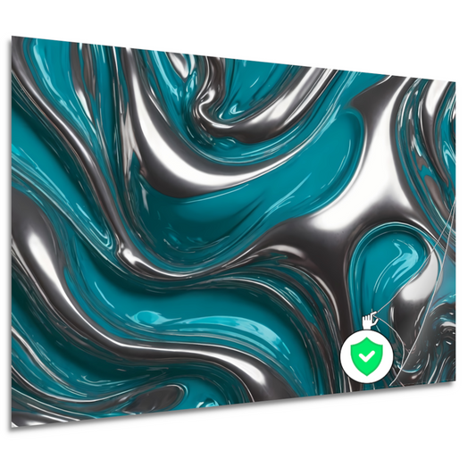 Abstracte dans van zilver en turquoise poster