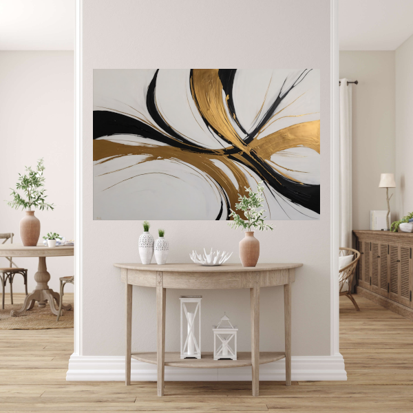 Dynamic Swirls of Elegance in Gold and Black poster