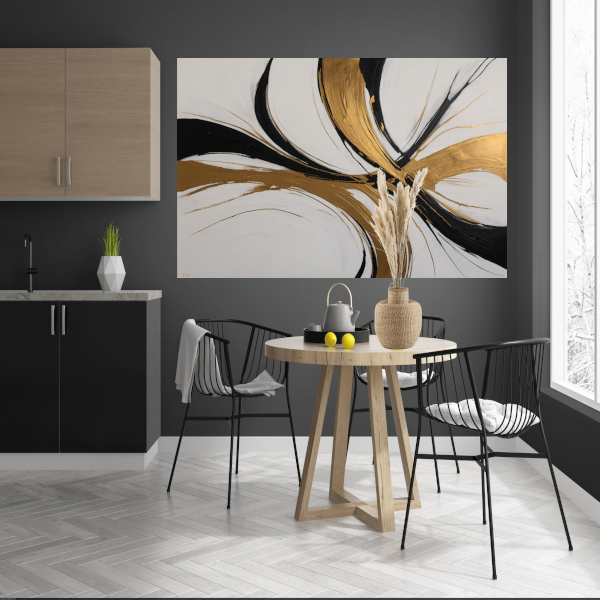 Dynamic Swirls of Elegance in Gold and Black poster