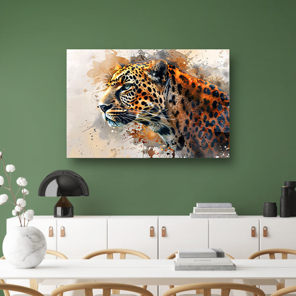 Abstract modern schilderij van een luipaard poster