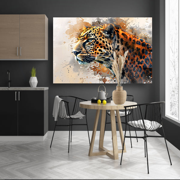 Abstract modern schilderij van een luipaard poster