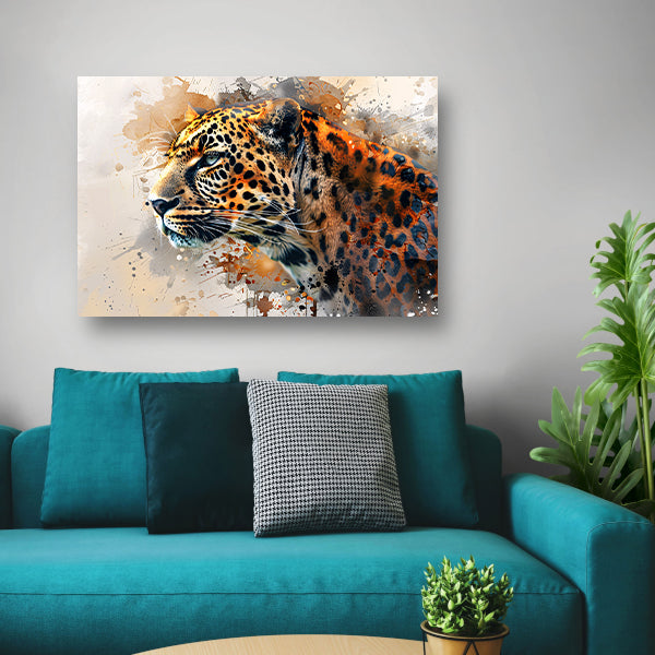 Abstract modern schilderij van een luipaard poster