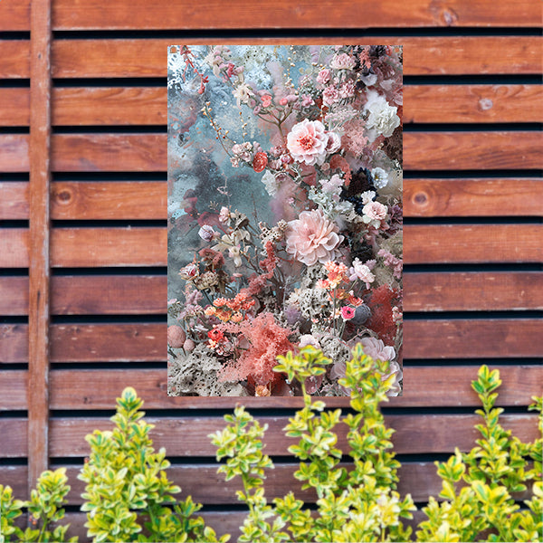 Abstracte bloemenzee met verf tuinposter