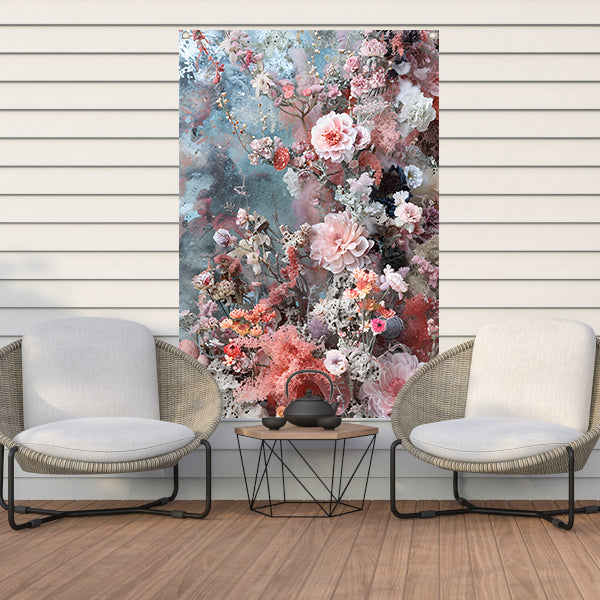 Abstracte bloemenzee met verf tuinposter