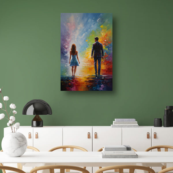 Couple Amidst Vivid Abstract Colors canvas