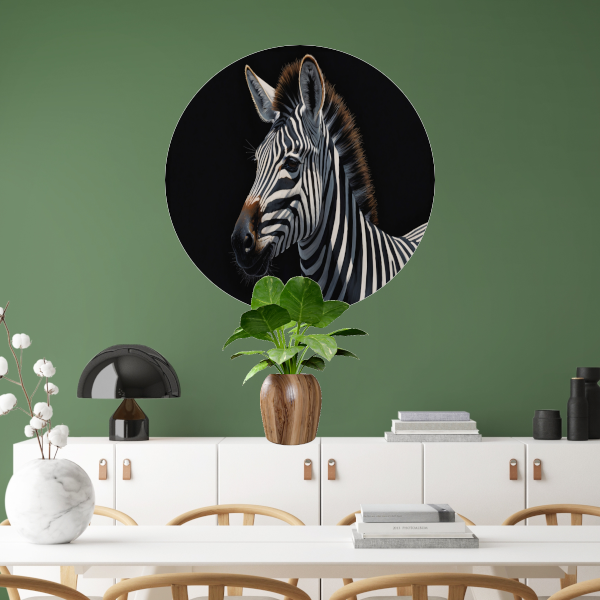 Elegante Zebra in Monochrome Majesteit forex muurcirkel