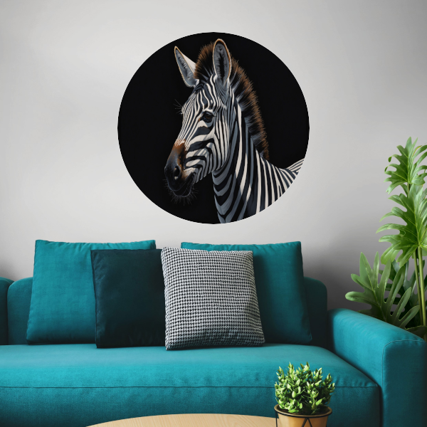 Elegante Zebra in Monochrome Majesteit forex muurcirkel