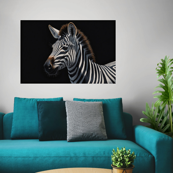 Elegante Zebra in Monochrome Majesteit canvas met baklijst