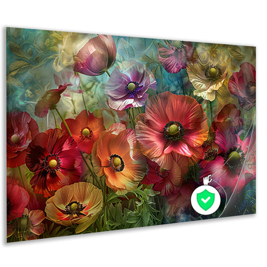 Kleurrijke abstracte impressie van diverse bloemen poster