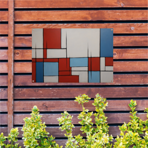Abstracte Harmonie in Rood en Blauw tuinposter