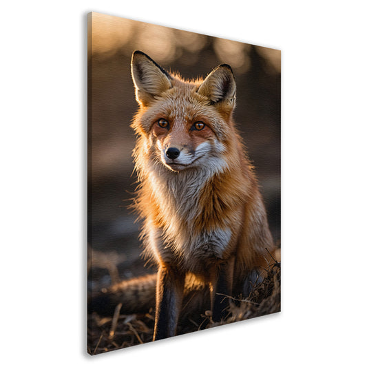 Prachtige vos tijdens zonsondergang in natuur canvas