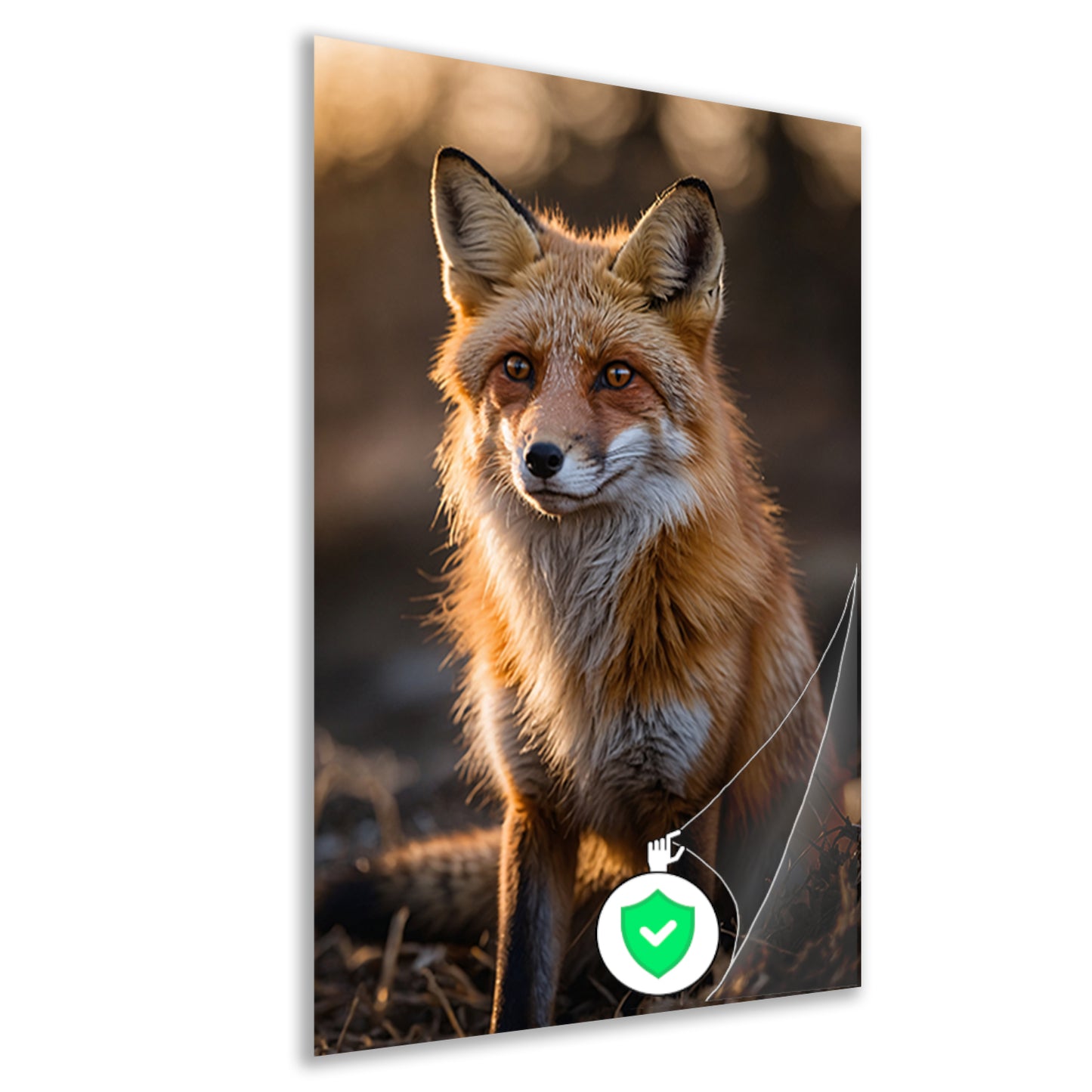Prachtige vos tijdens zonsondergang in natuur poster