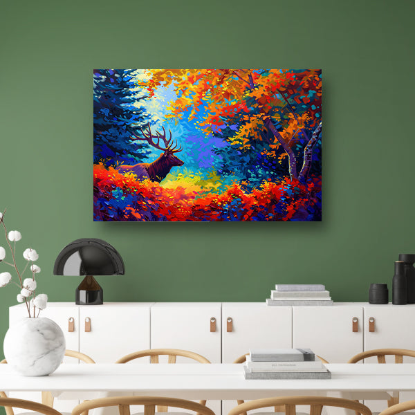 Kleurrijk abstract hert in bos poster