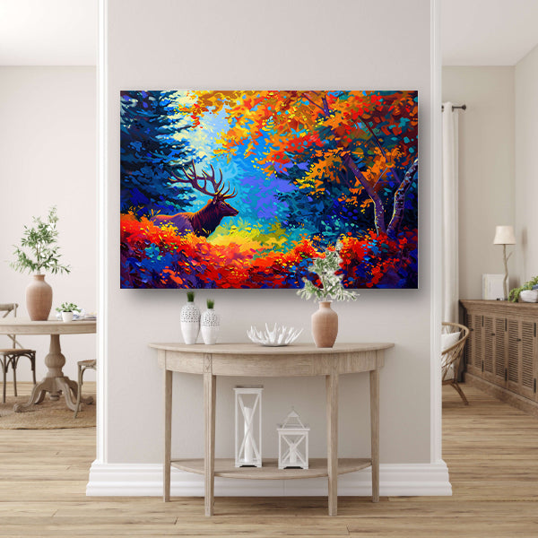Kleurrijk abstract hert in bos poster