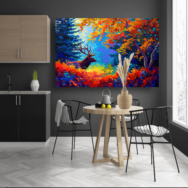 Kleurrijk abstract hert in bos poster