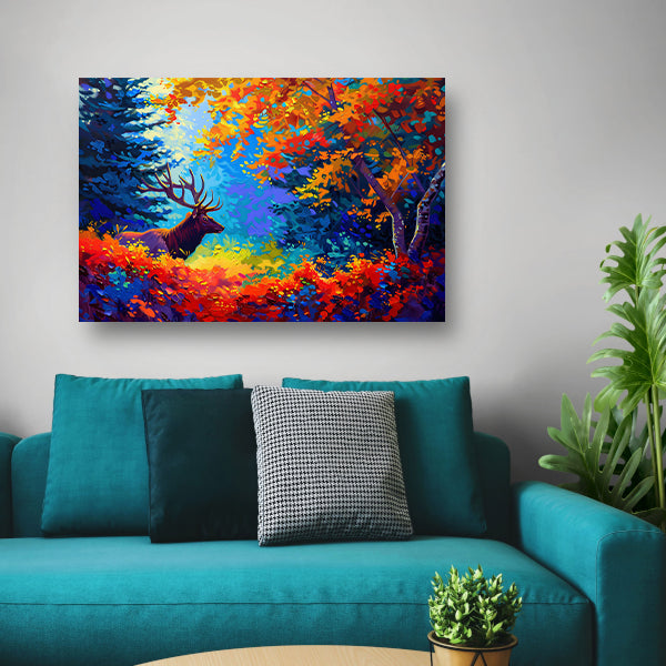 Kleurrijk abstract hert in bos poster