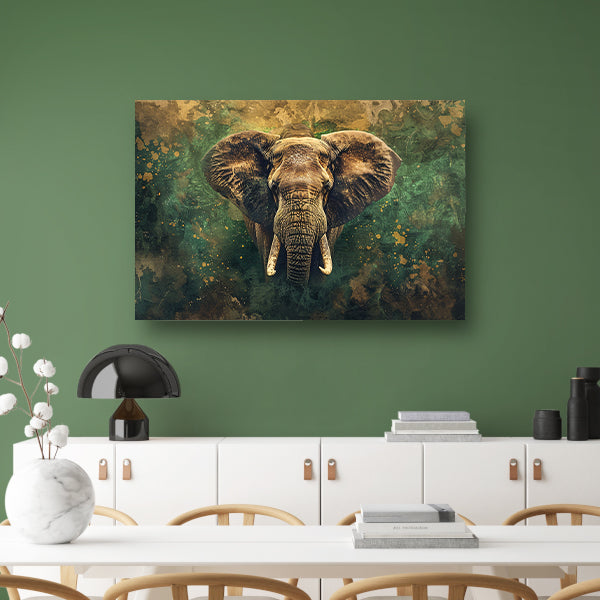 Mysterieus olifantenportret in rustieke stijl canvas met baklijst