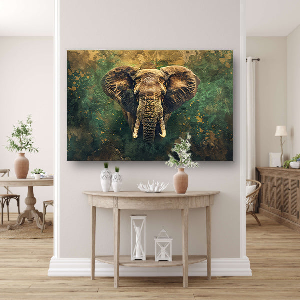 Mysterieus olifantenportret in rustieke stijl canvas met baklijst