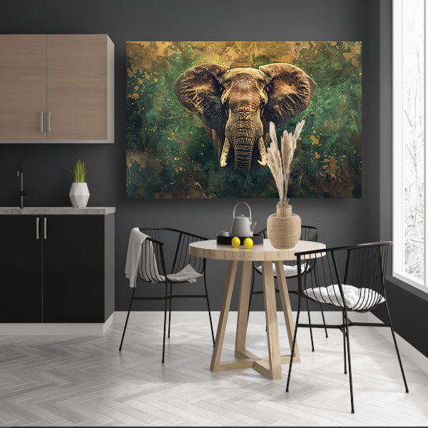 Mysterieus olifantenportret in rustieke stijl canvas met baklijst