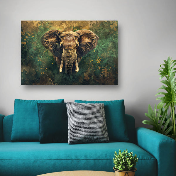 Mysterieus olifantenportret in rustieke stijl canvas met baklijst