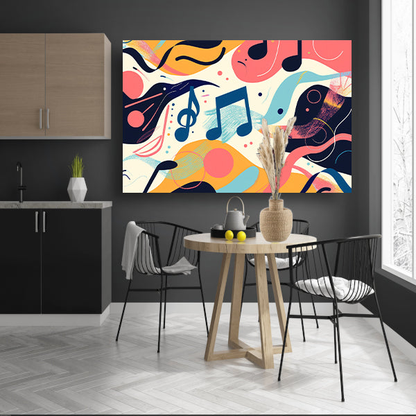 Abstracte kleurrijke muzieknotities in beweging acrylglas