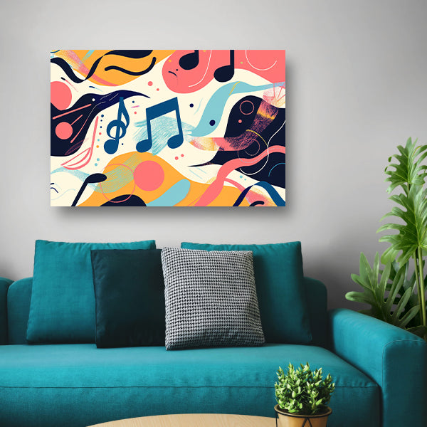 Abstracte kleurrijke muzieknotities in beweging acrylglas
