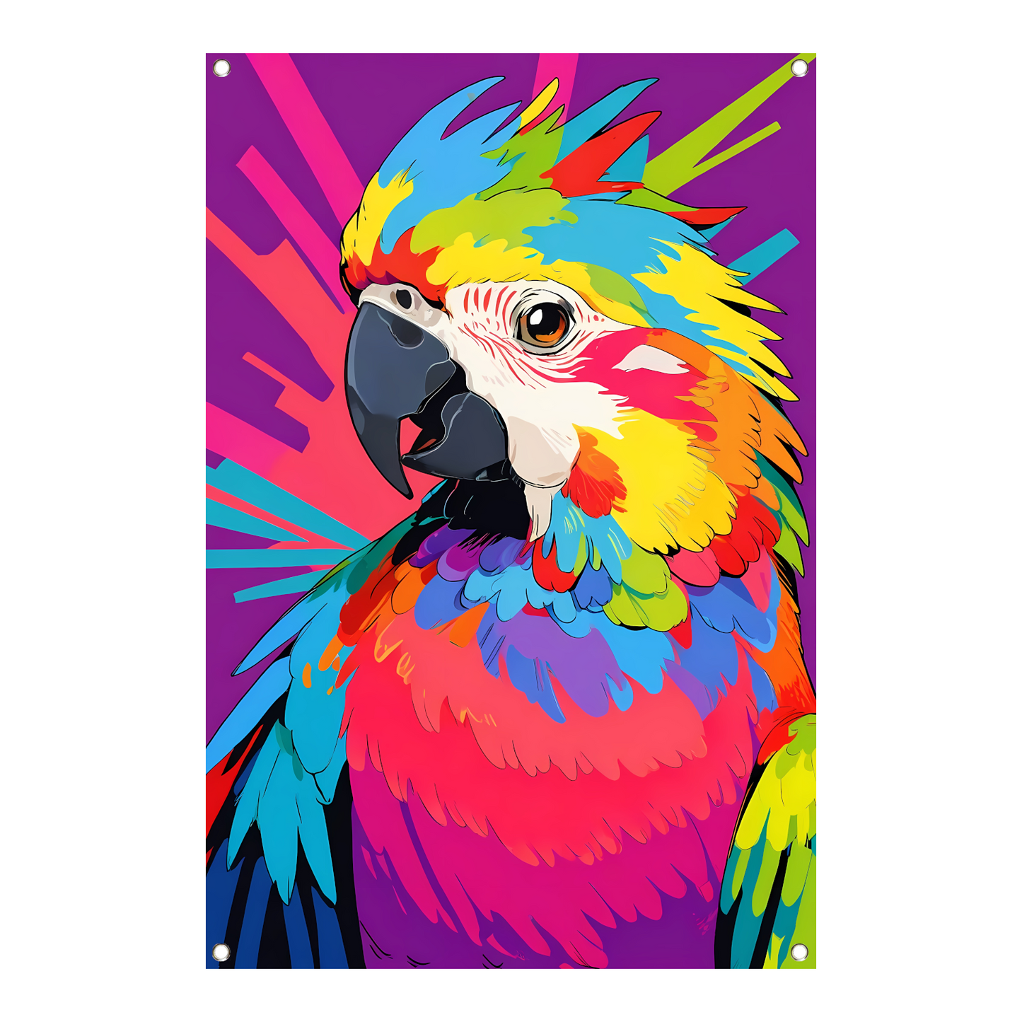 Kleurrijke papegaai in moderne popart stijl tuinposter