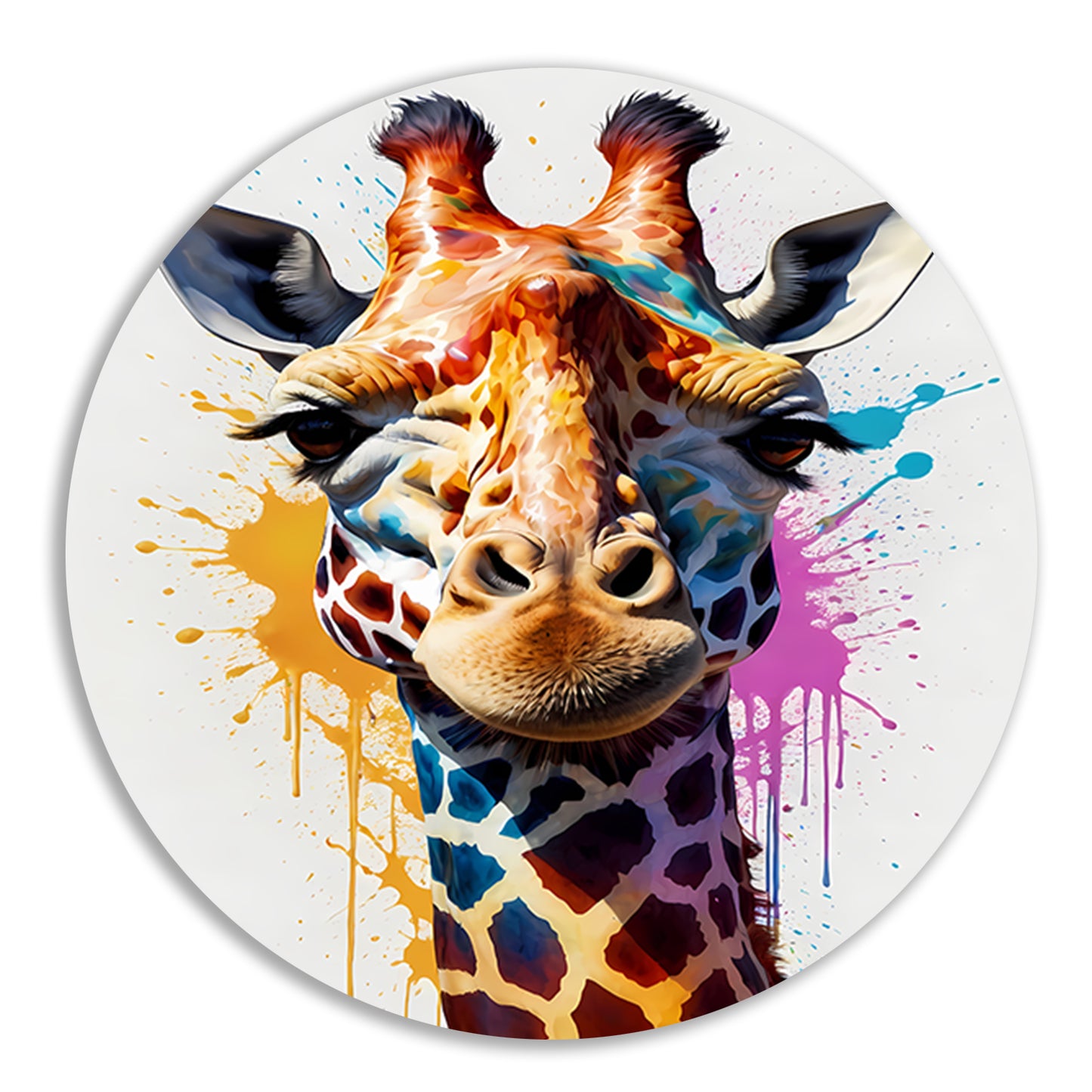 Modern kleurrijk giraffehoofd in popartstijl forex muurcirkel