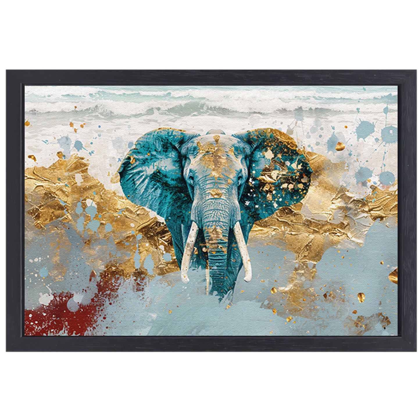 Dynamische abstracte olifant bij zee canvas met baklijst