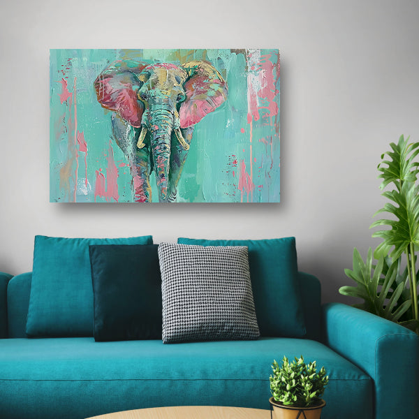 Abstract kleurrijk olifant schilderij op canvas poster