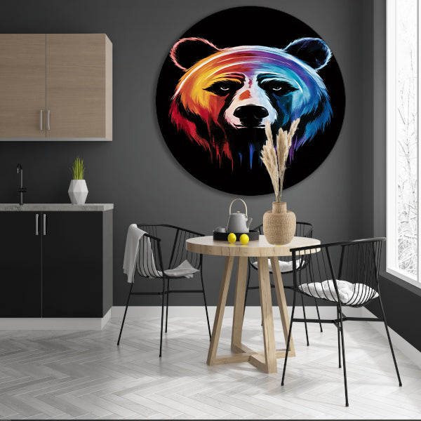 Kleurrijke abstracte beer kunstwerk schilderij forex muurcirkel